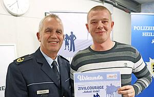 Patrick Reinhardt (re.) und Hans Becker, Polizeipräsident Präsidium Heilbronn. Patrick Reinhardt (re.) und Hans Becker, Polizeipräsident Präsidium Heilbronn.