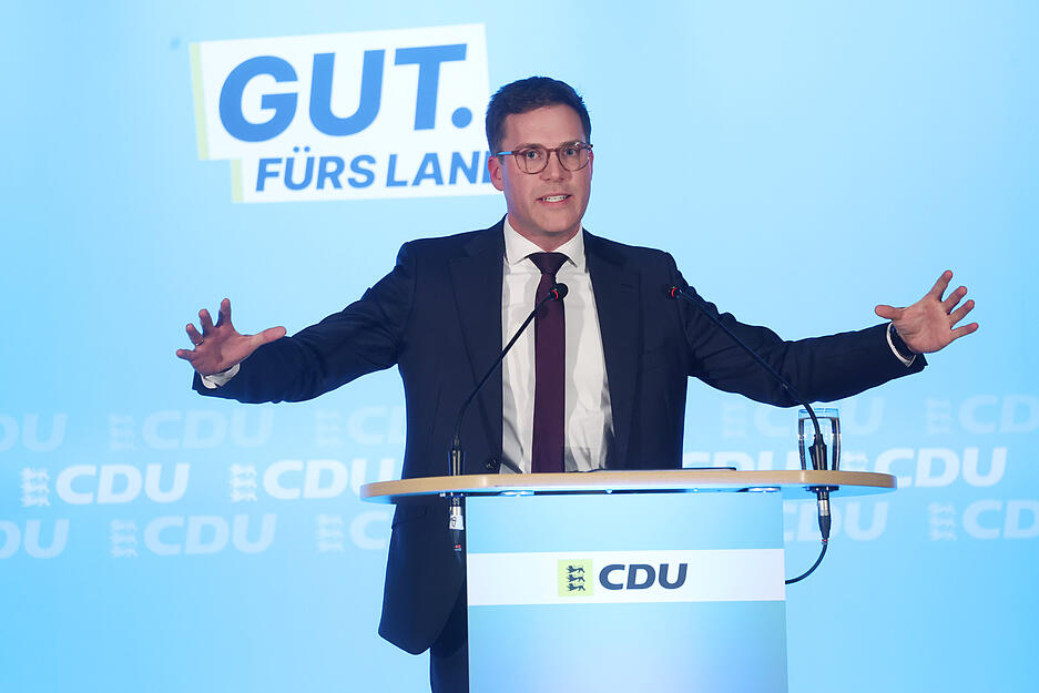 Merz hat dem baden-w&uuml;rttembergischen CDU-Spitzenkandidaten Manuel Hagel und seinem Eppinger Parteifreund Michael Preusch im Wahlkampf den R&uuml;cken gest&auml;rkt.