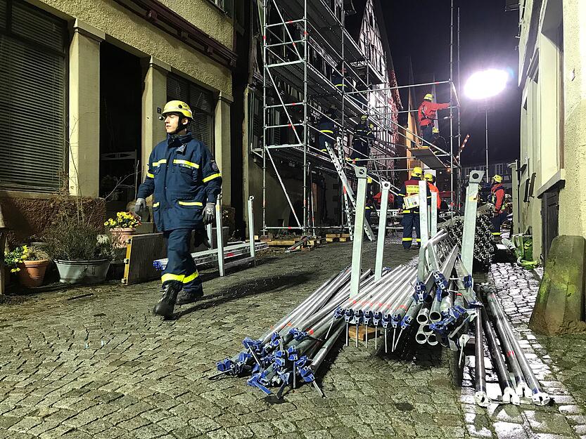 THW-Einsatz an Brandruine in Neudenau