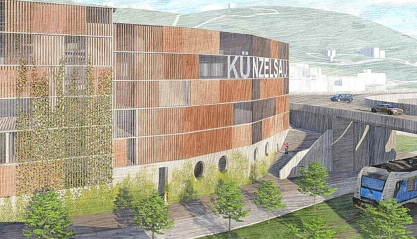 So soll das Parkhaus "Elsa" am neuen Stadteingang von K&uuml;nzelsau aussehen.