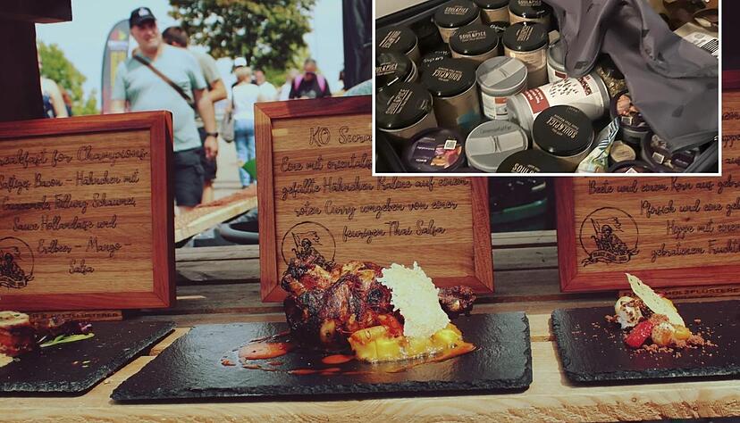 Einige Speisen, die die Black Pearl BBQ Crew bei der Deutschen Meisterschaft auf der Messe Stuttgart präsentiert hat. Zur Grill-WM nach Costa Rica nimmt Jürgen Danczyk einen ganzen Koffer mit Gewürzen und Utensilien mit.