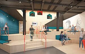 Die Pläne des Büros DIA – Dittel Architekten gingen aus einem Wettbewerb hervor. Grundidee: Die Bibliothek als Ort der Begegnung und des Verweilens.
Visualisierung: privat Die Pläne des Büros DIA – Dittel Architekten gingen aus einem Wettbewerb hervor. Grundidee: Die Bibliothek als Ort der Begegnung und des Verweilens.
Visualisierung: privat