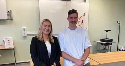 Zählen zu den Junglehrern an der Heinrich-von-Kleist-Realschule in Heilbronn: Shannen Sommerer und Jakob Werner.
Foto: Simon Gajer