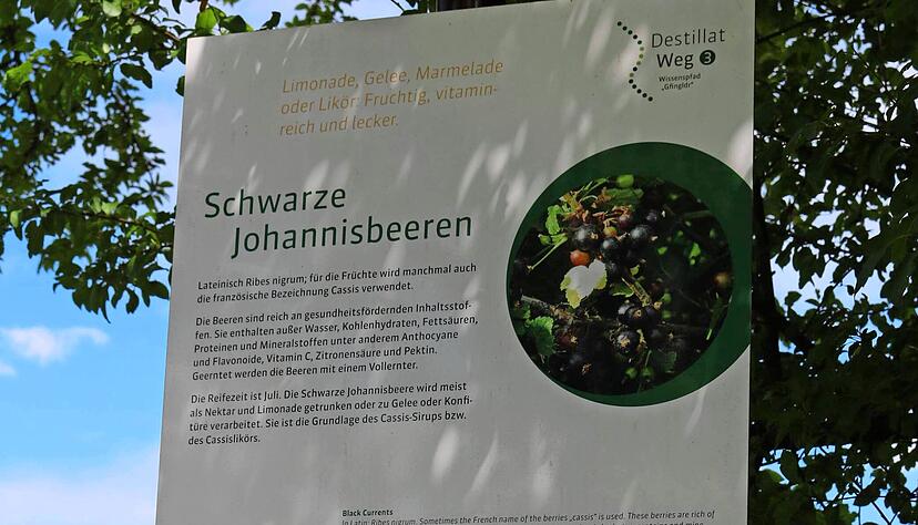 26 Infotafeln erkl&auml;ren den Weg der Destillate von der Frucht in die Flasche.