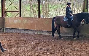 Körperspannung halten, in der Kurve den Oberkörper mitdrehen: Reitlehrerin Christina Jäger (links) gibt ihrer Schülerin Hanna Tipps, was sie besser machen kann. Körperspannung halten, in der Kurve den Oberkörper mitdrehen: Reitlehrerin Christina Jäger (links) gibt ihrer Schülerin Hanna Tipps, was sie besser machen kann.