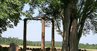 So oder so ähnlich hat es auch auf dem Hesselbronner Henkersplatz ausgesehen: Im Odenwald bei Beerfelden ist der Galgen aus dem 16. Jahrhundert bis heute erhalten.