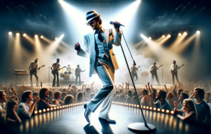 KI-Befehl: "Male mir einen Sänger, der Michael Jackson ähnlich sieht. Er singt zur Musik einer bekannten Rockband."