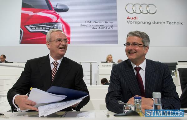 Der Vorsitzende des Aufsichtsrats der Audi AG, Martin Winterkorn (links) und der Vorstandsvorsitzende der Audi AG, Rupert Stadler. Der Vorsitzende des Aufsichtsrats der Audi AG, Martin Winterkorn (links) und der Vorstandsvorsitzende der Audi AG, Rupert Stadler.