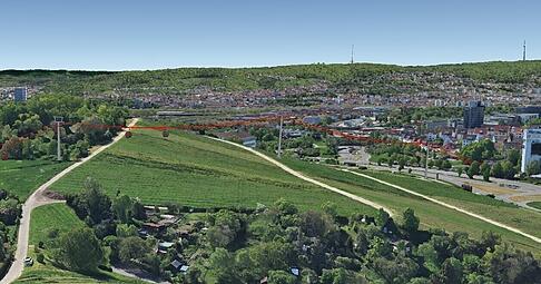 Die Skizze aus der Machbarkeitsstudie zeigt eine m&ouml;gliche Seilbahn im Stuttgarter Norden.