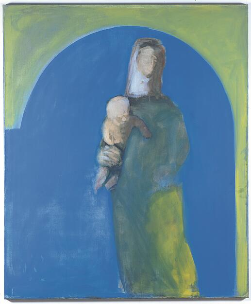 Siegfried Anzinger: Madonna unter dem Bogen (1995), Leimfarbe auf Leinwand, 230 auf 190 Zentimeter