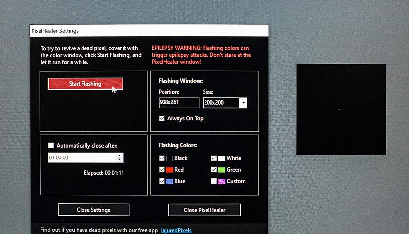 Einen Versuch ist es wert: Pixel, die aus dem Tritt gekommen sind, bringt der &laquo;PixelHealer&raquo; durch schnelle Farbwechsel vielleicht wieder auf Kurs.