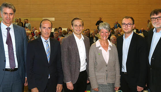 Sie stellten sich den Fragen der Stimme-Redakteure: (von links) Marc Jongen, Eberhard Gienger, Thomas Utz, Catherine Kern, Marcel Distl, Walter Kubach. Foto: Andreas Veigel