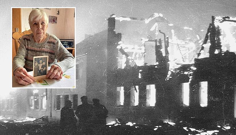 Lore Dehnhardt an ihrem Esszimmertisch in Sontheim: Das Foto, das sie hält, stammt aus dem Jahr 1944 und zeigt sie als fünfjähriges Mädchen mit ihrer Mutter Frieda Lina und ihrem Bruder Erich. Bei der Bombardierung Heilbronns am 4. Dezember 1944 starben 6500 Menschen. Lore Dehnhardt an ihrem Esszimmertisch in Sontheim: Das Foto, das sie hält, stammt aus dem Jahr 1944 und zeigt sie als fünfjähriges Mädchen mit ihrer Mutter Frieda Lina und ihrem Bruder Erich. Bei der Bombardierung Heilbronns am 4. Dezember 1944 starben 6500 Menschen.
