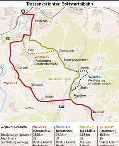 Der Kreistag votierte für die West-Trasse, die weitgehend dem ursprünglichen Verlauf folgt. Der Kreistag votierte für die West-Trasse, die weitgehend dem ursprünglichen Verlauf folgt.