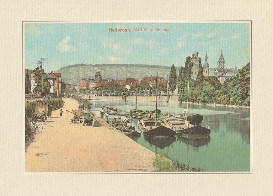 Das Neckarufer hat sich gewandelt. Verschiedene Bäume zieren die heutige Badstraße. Das Neckarufer hat sich gewandelt. Verschiedene Bäume zieren die heutige Badstraße.