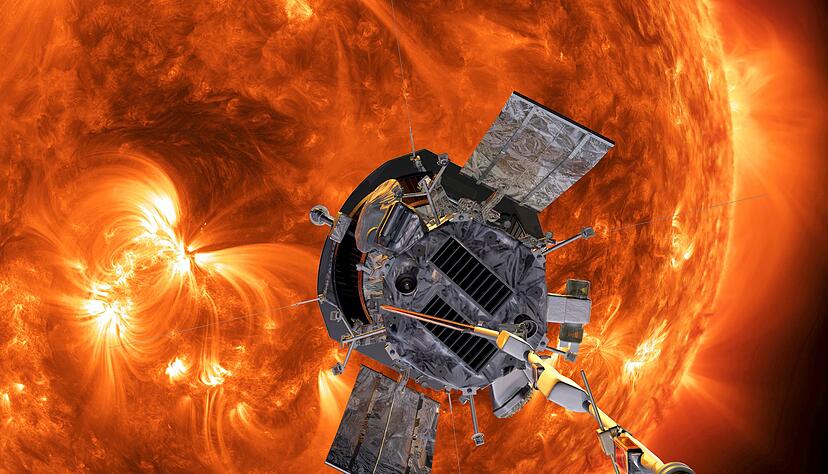 Die Computergrafik zeigt die «Parker Solar Probe»-Sonde auf dem Weg zur Sonne. (Handout) Die Computergrafik zeigt die «Parker Solar Probe»-Sonde auf dem Weg zur Sonne. (Handout)