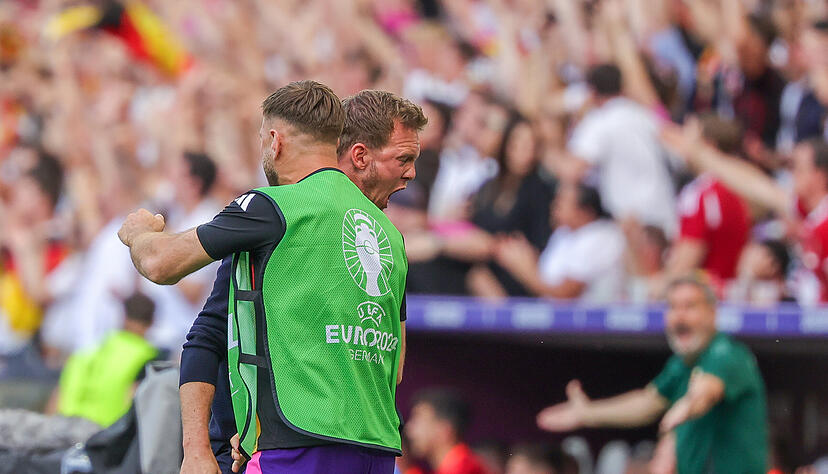 Bundestrainer Julian Nagelsmann jubelt über das erste Tor. Die DFB-Elf gewinnt gegen Ungarn. Bundestrainer Julian Nagelsmann jubelt über das erste Tor. Die DFB-Elf gewinnt gegen Ungarn.