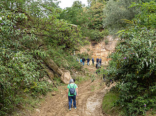 Leser erleben beim Rundgang durch den Steinbruch die eindrucksvolle Sandstein-Landschaft hautnah.