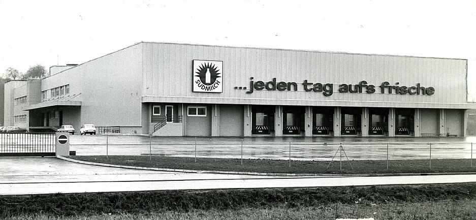 Außenansicht des Südmilch-Dessert-Werkes in der Wimpfener Straße  im Jahr 1975.