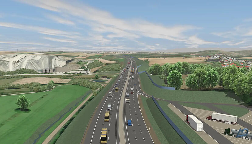 Diese Simulation zeigt die fertige Ausbaustrecke bei Bitzfeld. Diese Simulation zeigt die fertige Ausbaustrecke bei Bitzfeld.