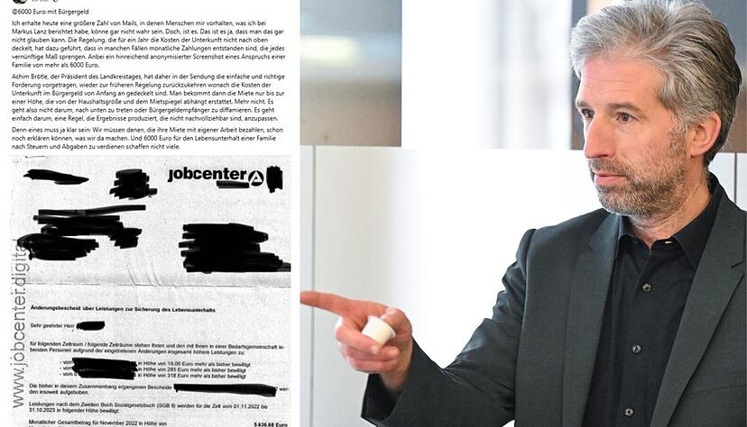 In einem Facebook-Post präsentiert der Tübinger Oberbürgermeister Boris Palmer einen Bürgergeld-Bescheid. Demnach hat eine Familie nahezu monatlich über 6000 Euro erhalten.