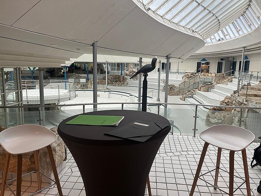 Die Pl&auml;ne zur Aquatoll-Wiederer&ouml;ffnung wurden auf einer Pressekonferenz offiziell vorgestellt.