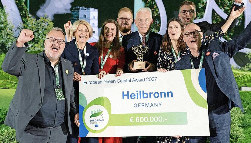 Jubel bei der Heilbronner Delegation am Donnerstagabend in Vilnius: Im zweiten Anlauf wurde die Stadt European Green Capital.