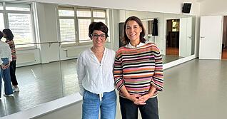 In einem der Tanzsäle der Steps Tanzschule in Heilbronn: Die Leiterinnen Susanne Leute (rechts) und Iris Joachim.