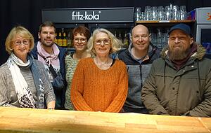 Freuen sich über den Start der Kampagne "Luisa": Angelika Biesdorf (Heilbronner Bürgerstiftung, v.l.), Michael Brähne (Club Mobilat), Sabine Hönnige und Regina Seidel-Schmidt (Pro Familia), Matze Kern (Gartenlaube) und Tobias Tabler (Club Mobilat). Foto: Gleichauf