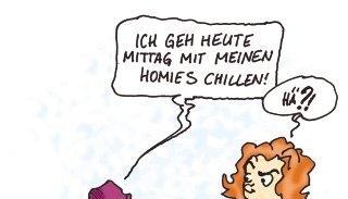 Mancher versteht nur Bahnhof, wenn junge Leute ihren Mund aufmachen.Karikatur: Artur Schäfer Mancher versteht nur Bahnhof, wenn junge Leute ihren Mund aufmachen.Karikatur: Artur Schäfer