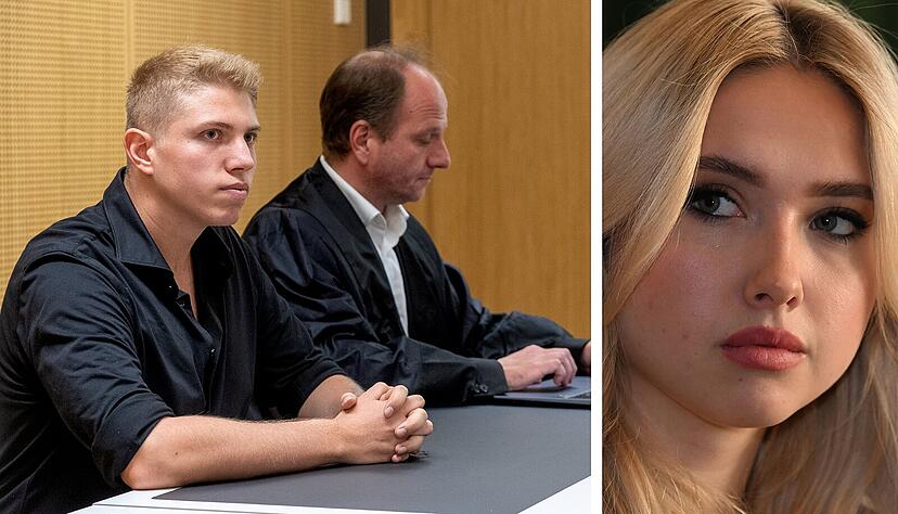 Der Angeklagte (ganz links) im Heilbronner Gerichtssaal.