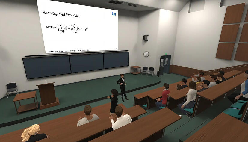 Dank eines Headsets, das eine virtuelle Realität (VR) vortäuscht, sieht man alles in 3D. Dank eines Headsets, das eine virtuelle Realität (VR) vortäuscht, sieht man alles in 3D.