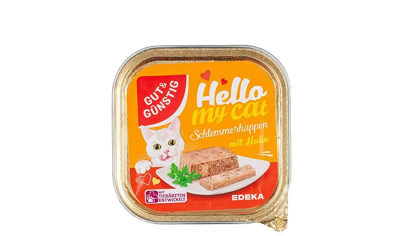 Das Katzenfutter «Gut & Günstig Hello my cat Schlemmerhappen mit Huhn» von Edeka kam auf Platz zwei.