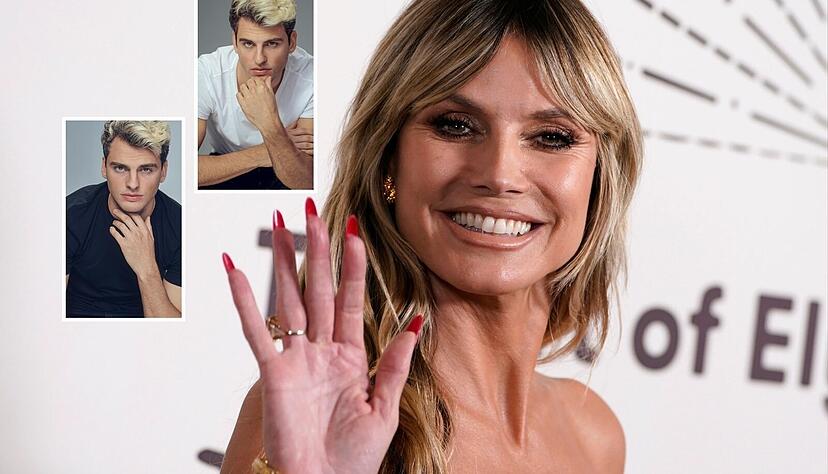 Heidi Klum mit den Zwillingen Julian (in schwarz) und Luka Cidic aus Oedheim.
