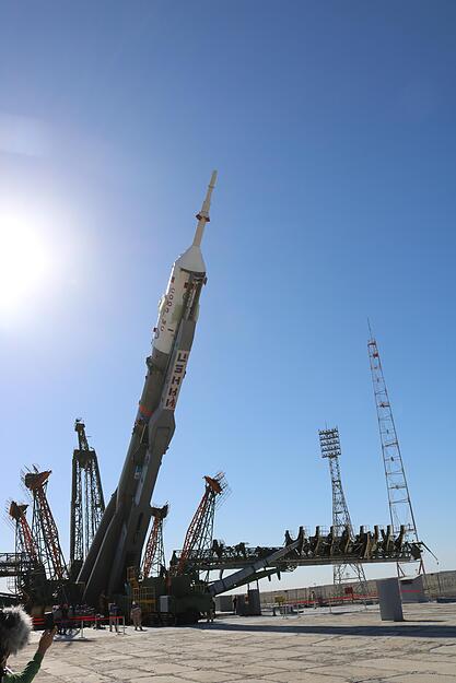 Gerst-Mission: Roll Out der Sojus-Rakete