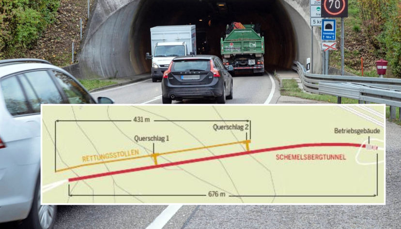 Der Schemelsbergtunnel wird voraussichtlich das ganze Jahr 2025 vollständig gesperrt.
