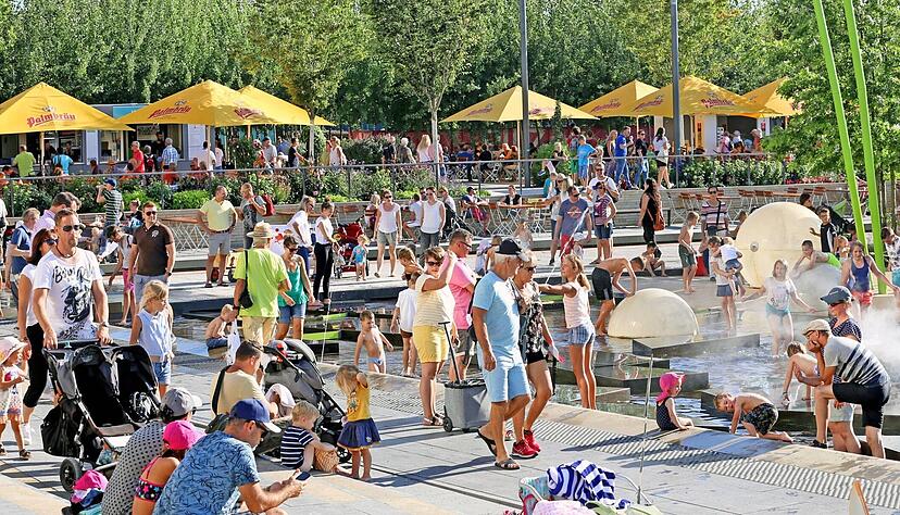 Eine von unz&auml;hligen Attraktionen der Buga 2019 in Heilbronn war der Wasserspielplatz