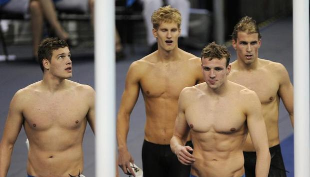 Die deutsche Staffel mit Tim Wallburger (l-r), Christoph Fildebrandt, Paul Biedermann und Benjamin Starke.