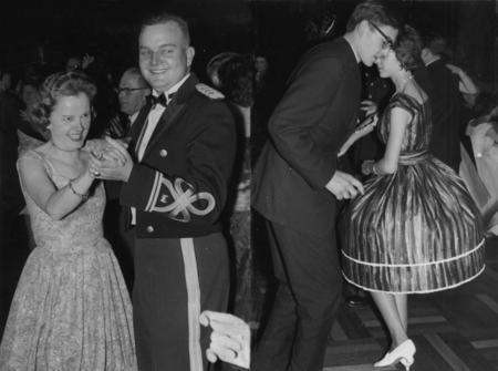 Finale der deutsch-amerikanische Freundschaftswoche in der Harmonie 1961. Seit Ende der 50er Jahre versucht man mit zahlreichen Zusammenkünften die Bürger der Stadt, die US-Soldaten und  ihre Familien zusammenzuführen.