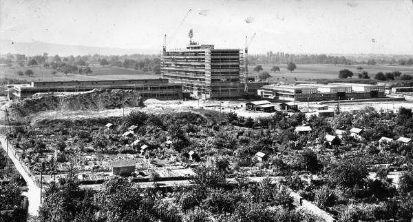1964: Richtfest für die größte Baustelle in Heilbronn; die 26 Millionen-Mark teure Staatliche Ingenieurschule ist für 800 Studenten vorgesehen.