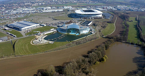 Die Badewelt Sinsheim von oben.