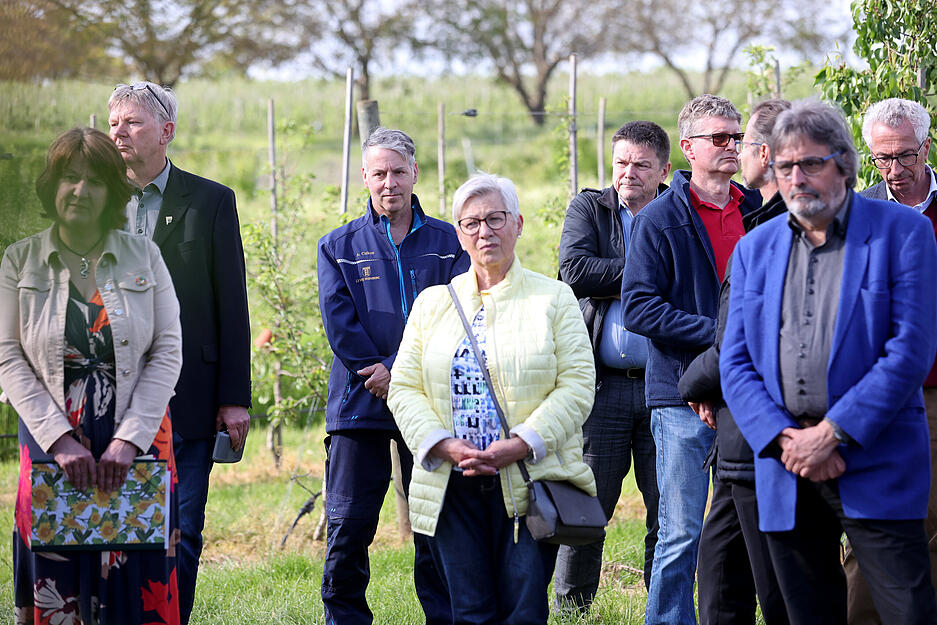 Einweihung der Agrar-PV-Anlage im Obstversuchsgut Heuchlingen in Bad Friedrichshall. Pilotprojekt des Landes Baden-Württemberg. Beerenobstanlage unter APV-Überdachung.