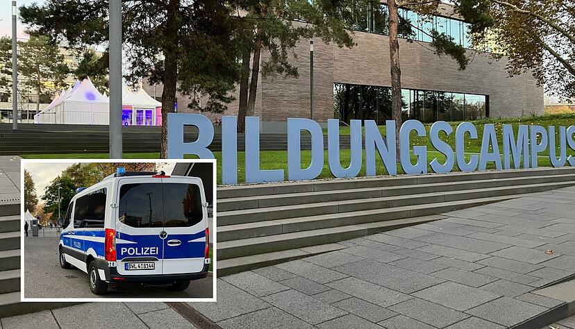 Die Dieter-Schwarz-Stiftung feiert ihr 25-j&auml;hriges Bestehen mit einem Festakt auf dem Bildungscampus Heilbronn. Die Polizei ist seit dem Mittag in Vorbereitung auf die Veranstaltung im Einsatz.