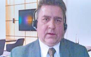 Via Bildschirm kam Raphael Benner nicht immer ganz deutlich im KSK-Forum an. Er will Verwaltungsabläufe straffen.