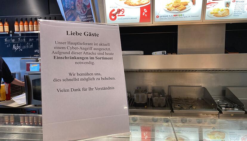 Ein Hinweis im Nordsee-Restaurant in Heilbronn. Foto Heike Kinkopf