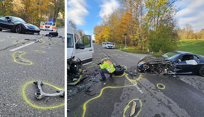 Bei einem Unfall in Stuttgart ist ein Ferrari mit einem Sprinter zusammengekracht, die Strecke musste am Morgen gesperrt werden. Bei einem Unfall in Stuttgart ist ein Ferrari mit einem Sprinter zusammengekracht, die Strecke musste am Morgen gesperrt werden.