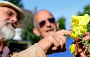 Naturschützer Gottfried May-Stürmer gab dem Geddelsbacher Klaus Scheer vor zweieinhalb Jahren Tipps, wie der seinen Garten zum Rückzugsort für gefährdete Tierarten machen kann. Foto: Christian Gleichauf Naturschützer Gottfried May-Stürmer gab dem Geddelsbacher Klaus Scheer vor zweieinhalb Jahren Tipps, wie der seinen Garten zum Rückzugsort für gefährdete Tierarten machen kann. Foto: Christian Gleichauf