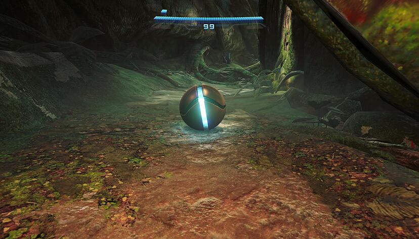 Im Morph-Ball-Modus kann sich Samus Aran zu einer Kugel formen und auch enge Passagen durchqueren. Im Morph-Ball-Modus kann sich Samus Aran zu einer Kugel formen und auch enge Passagen durchqueren.
