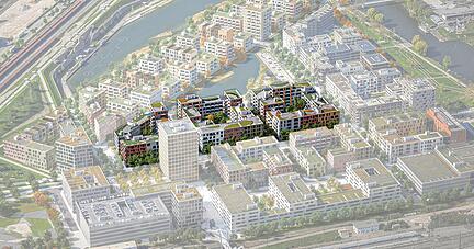 Zwischen Floßhafen und Paula-Fuchs-Allee befindet sich der zweite Bauabschnitt im neuen Stadtteil Neckarbogen. 28 Grundstücke sind hier zu vergeben.
Visualisierung: Machleidt GmbH_Stadt HN_Jens Gehrcken
