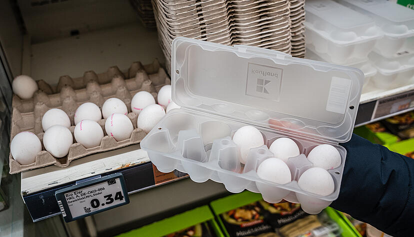 Der wiederverwendbare Eierkarton ist nur eine der Nachhaltigkeits-Maßnahmen bei Kaufland. Der wiederverwendbare Eierkarton ist nur eine der Nachhaltigkeits-Maßnahmen bei Kaufland.